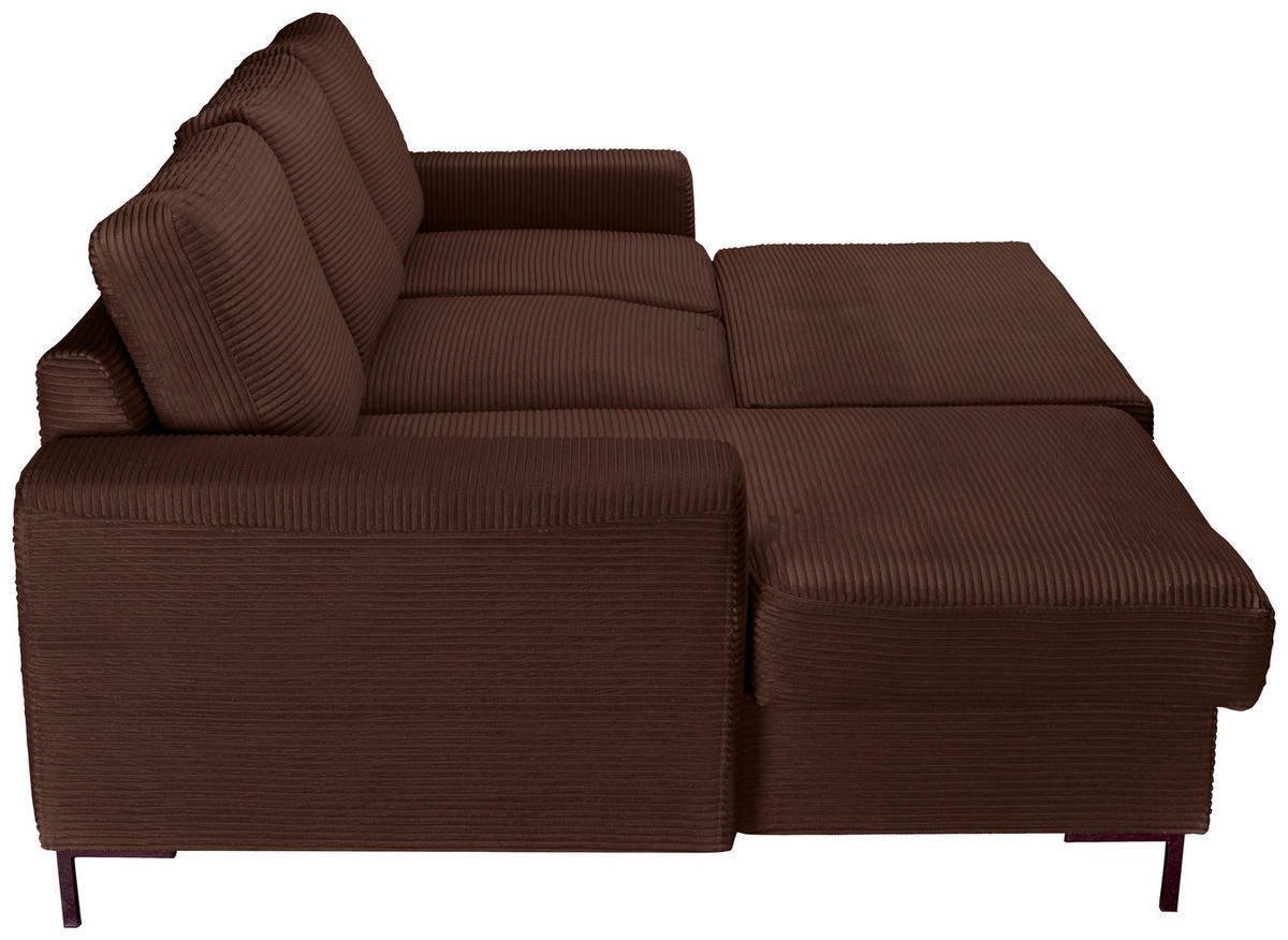ECKSOFA Dunkelbraun Cord  - Dunkelbraun/Schwarz, KONVENTIONELL, Textil/Metall (150/240cm) - Carryhome