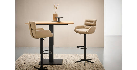 BARHOCKER in Schwarz, Taupe  - Taupe/Schwarz, Design, Leder/Metall (54/105/53cm) - Dieter Knoll