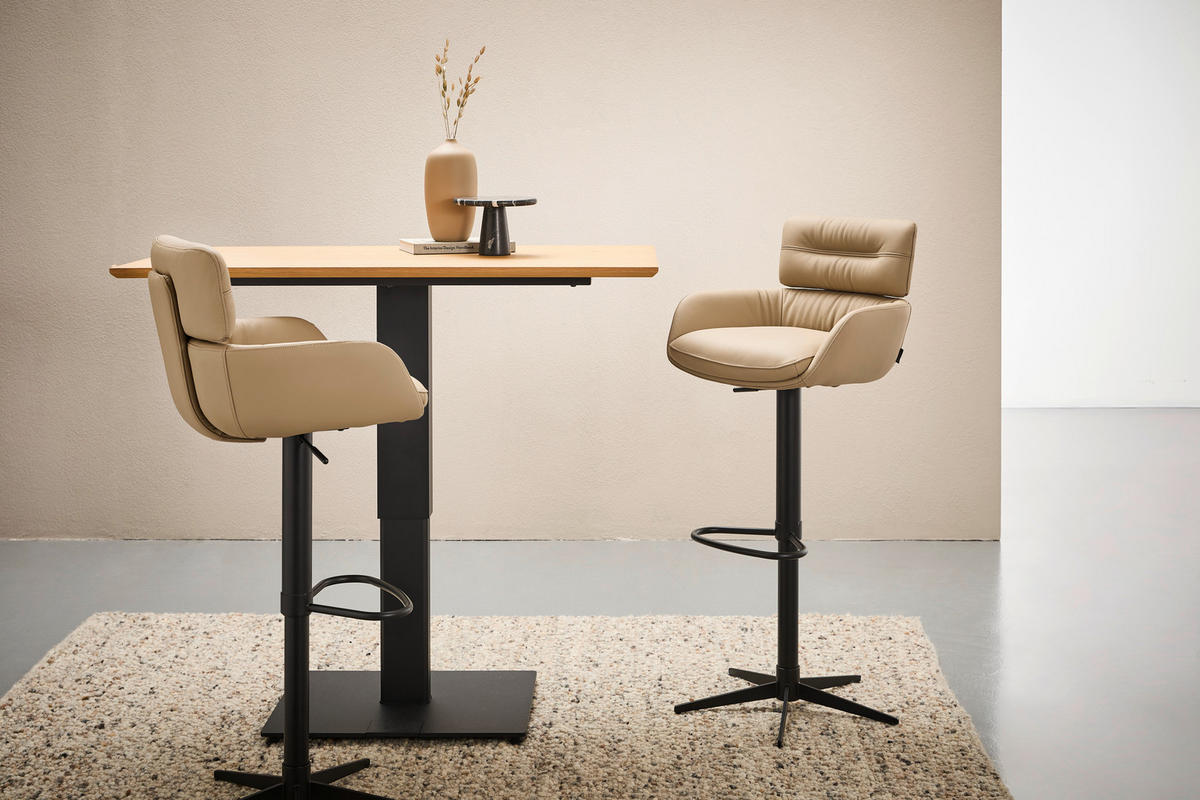 BARPALL i svart, taupe  - svart/taupe, Design, metall/läder (54/105/53cm) - Dieter Knoll