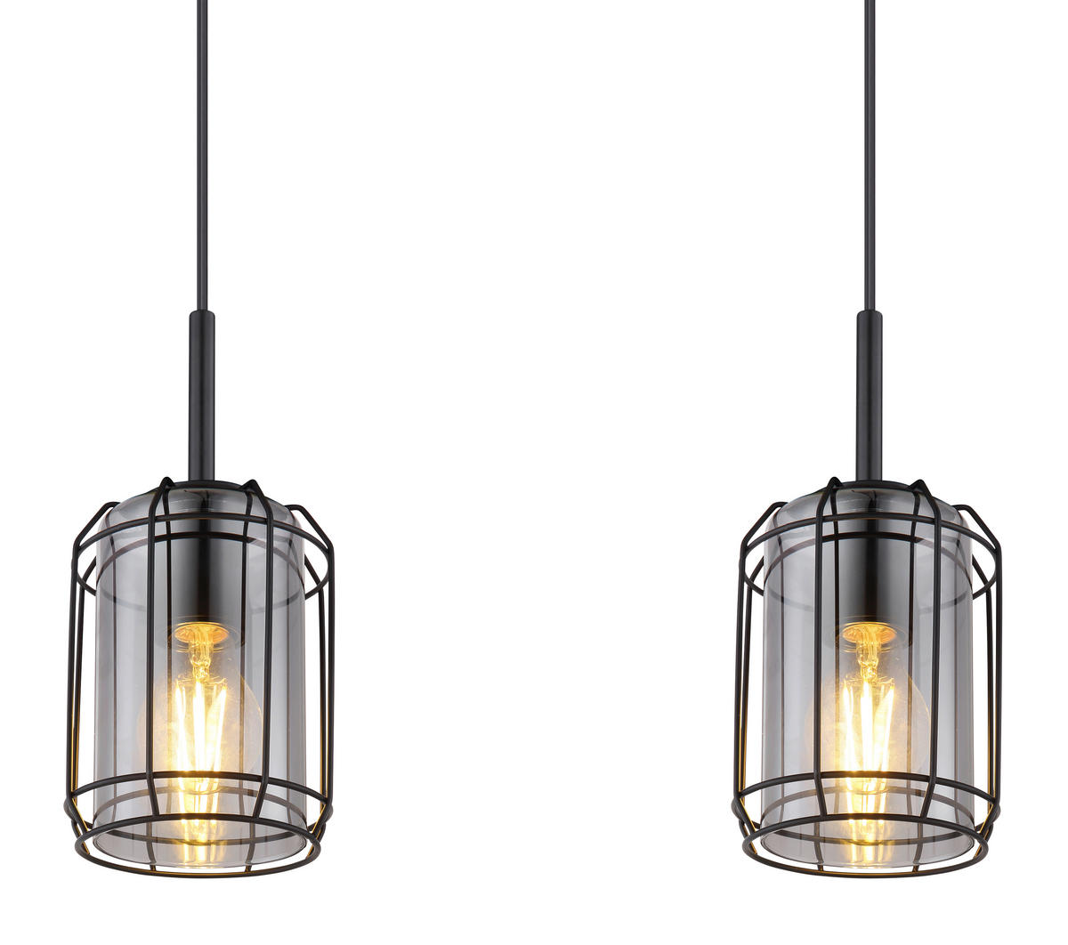 HÄNGELEUCHTE 77/13/120 cm    - Schwarz, Design, Glas/Metall (77/13/120cm) - Globo