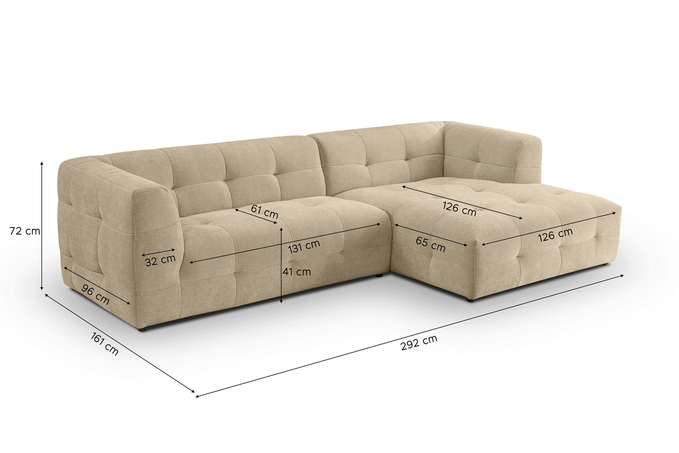 Thumbnail - Mid.you Ecksofa Tenso, Beige, Textil, 5-Sitzer, L-Form, 292x161 cm, Made in EU, FSC Mix, Wohnzimmer, Sofas & Couches, Wo...