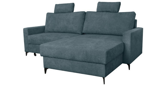 ECKSOFA Blau Struktur  - Blau/Schwarz, KONVENTIONELL, Textil/Metall (230/164cm) - Carryhome