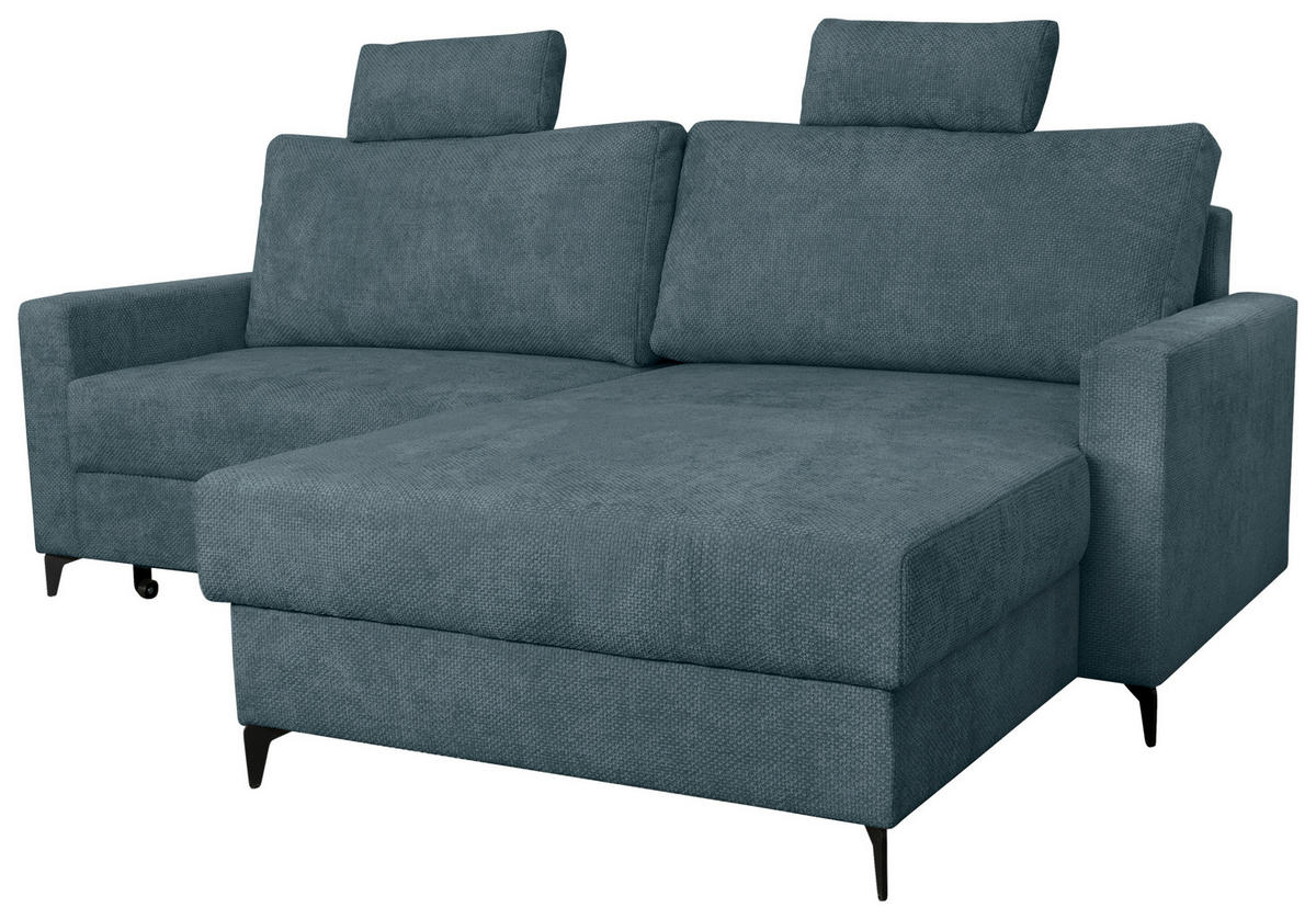 ECKSOFA Blau Struktur  - Blau/Schwarz, KONVENTIONELL, Textil/Metall (230/164cm) - Carryhome