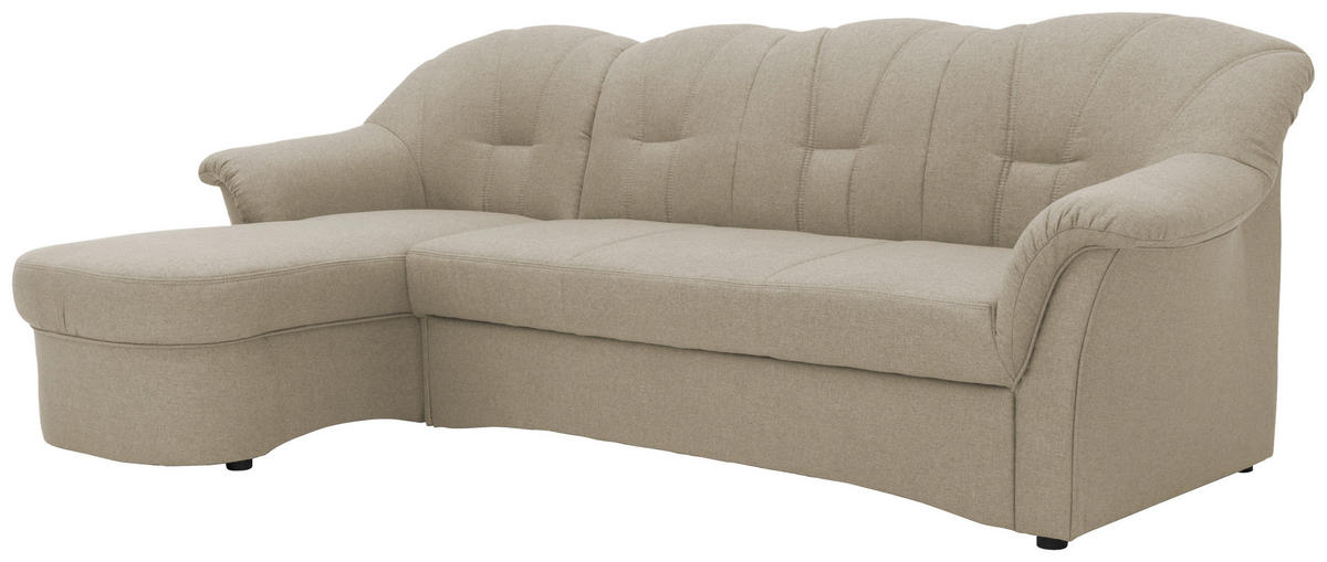 ECKSCHLAFSOFA in Webstoff Schlammfarben  - Schlammfarben/Schwarz, KONVENTIONELL, Kunststoff/Textil (142/233cm) - MID.YOU