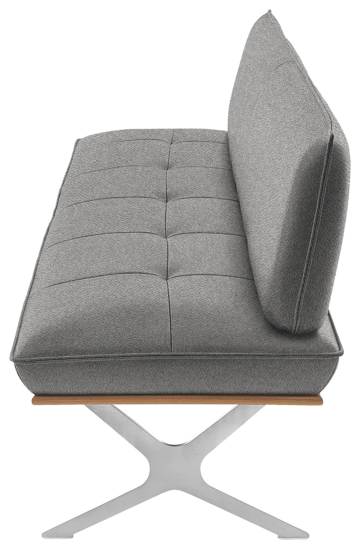 SITZBANK in Holz, Textil Nussbaumfarben, Nickelfarben, Ecru  - Ecru/Edelstahlfarben, Design, Holz/Textil (214/88/66cm) - Koinor