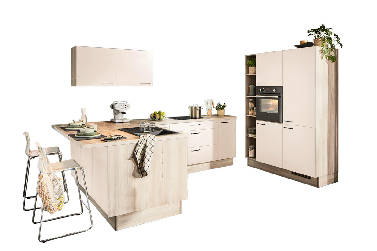 ECKKÜCHE  in Hellbraun, Magnolie  - Hellbraun/Magnolie, Design, Holzwerkstoff/Metall (192/280/150cm) - Xora