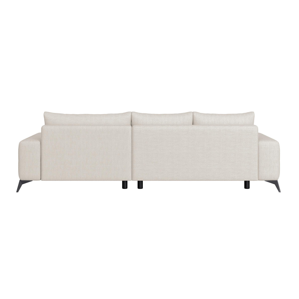 ECKSOFA MAURO Perlmutt Flachgewebe  - Perlmutt/Schwarz, Trend, Textil/Metall (290/175cm) - MID.YOU