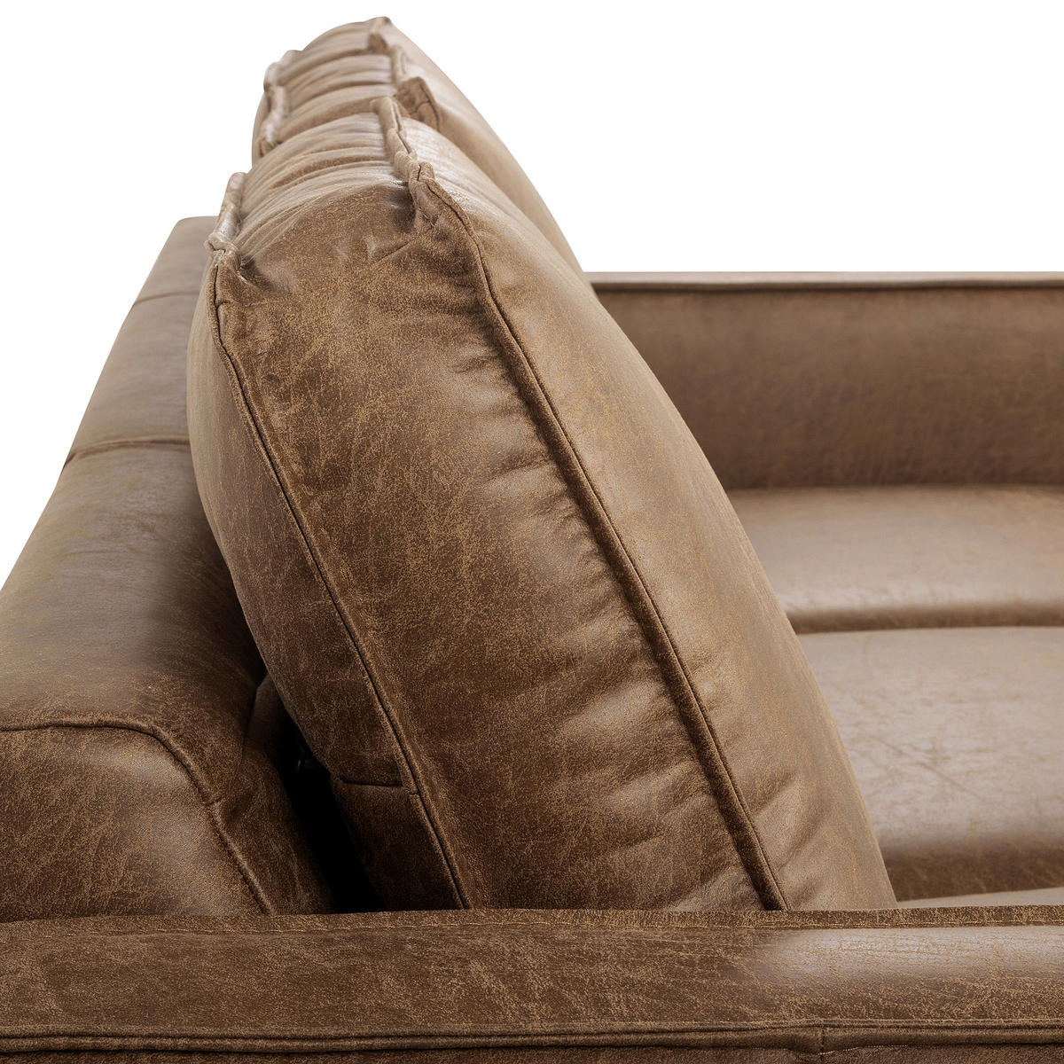 ECKSOFA Braun Echtleder Lederlook Bettkasten, Schlaffunktion, Rücken echt  - Schwarz/Braun, Design, Leder/Textil (166/238cm) - Livetastic