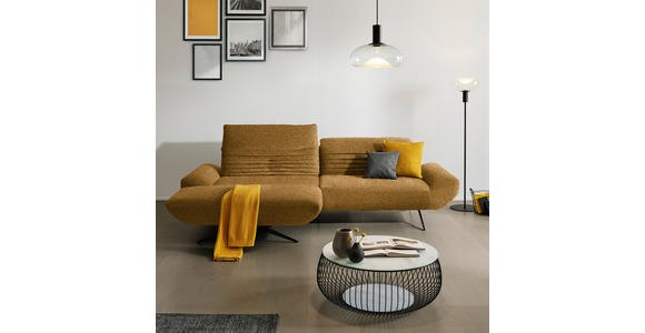 ECKSOFA  in Bouclé Currygelb  170-195/280 cm  - Currygelb/Schwarz, Design, Textil/Metall (170-195/280cm) - Dieter Knoll