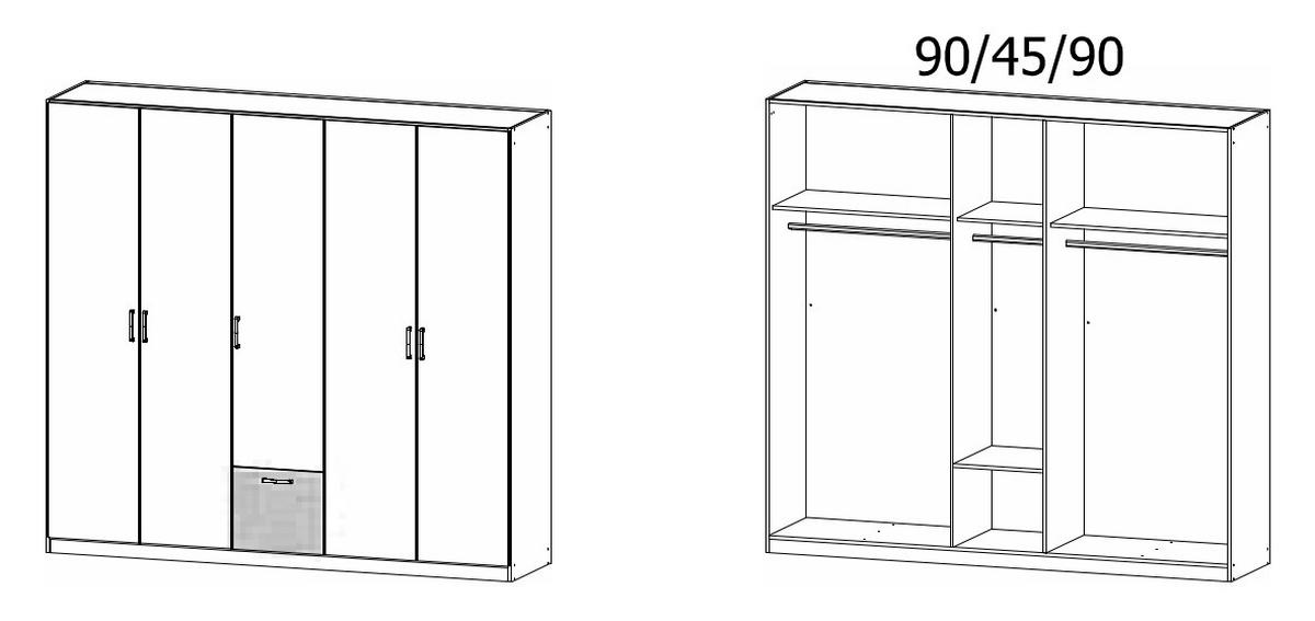 KLEIDERSCHRANK in Grau  - Grau, Basics, Holzwerkstoff/Metall (226/210/54cm) - Boxxx