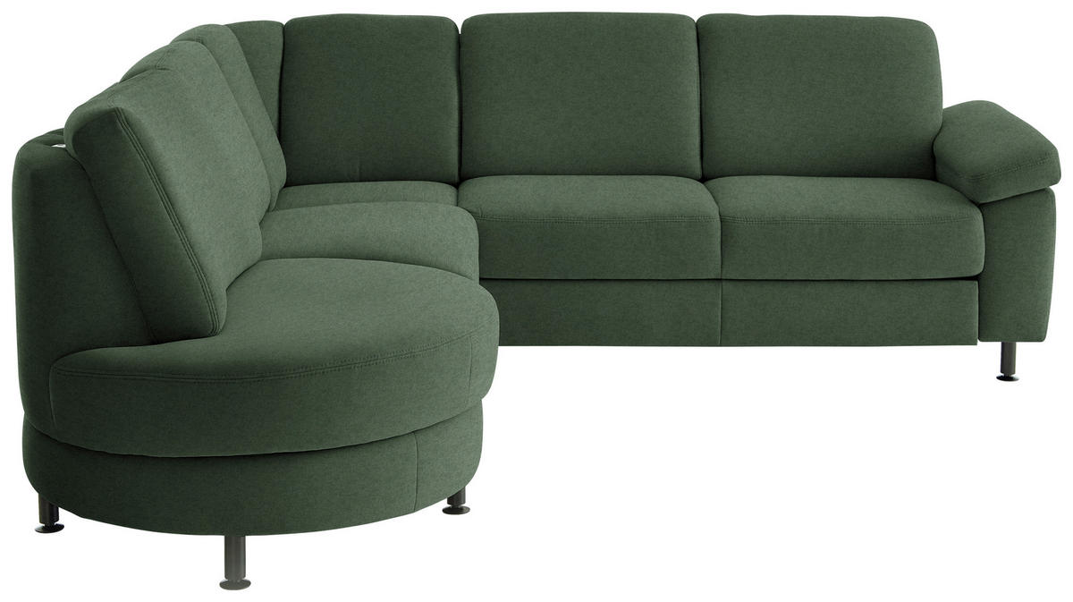 ECKSOFA  in Flachgewebe Waldgrün  252/248 cm  - Waldgrün/Schwarz, KONVENTIONELL, Textil/Metall (252/248cm) - Beldomo Comfort