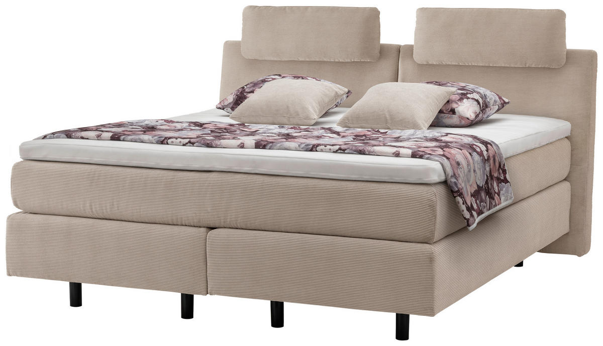 BOXSPRINGBETT 180/200 cm  in Graubraun  - Graubraun/Schwarz, Modern, Kunststoff/Textil (180/200cm) - Beldomo - Sleep