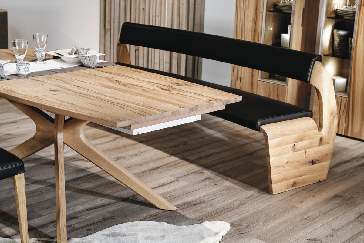 ESSTISCH Altholz, Eiche furniert, massiv bootsförmig Eichefarben  - Eichefarben, Natur, Holz (140/96,5/76,5cm) - Voglauer