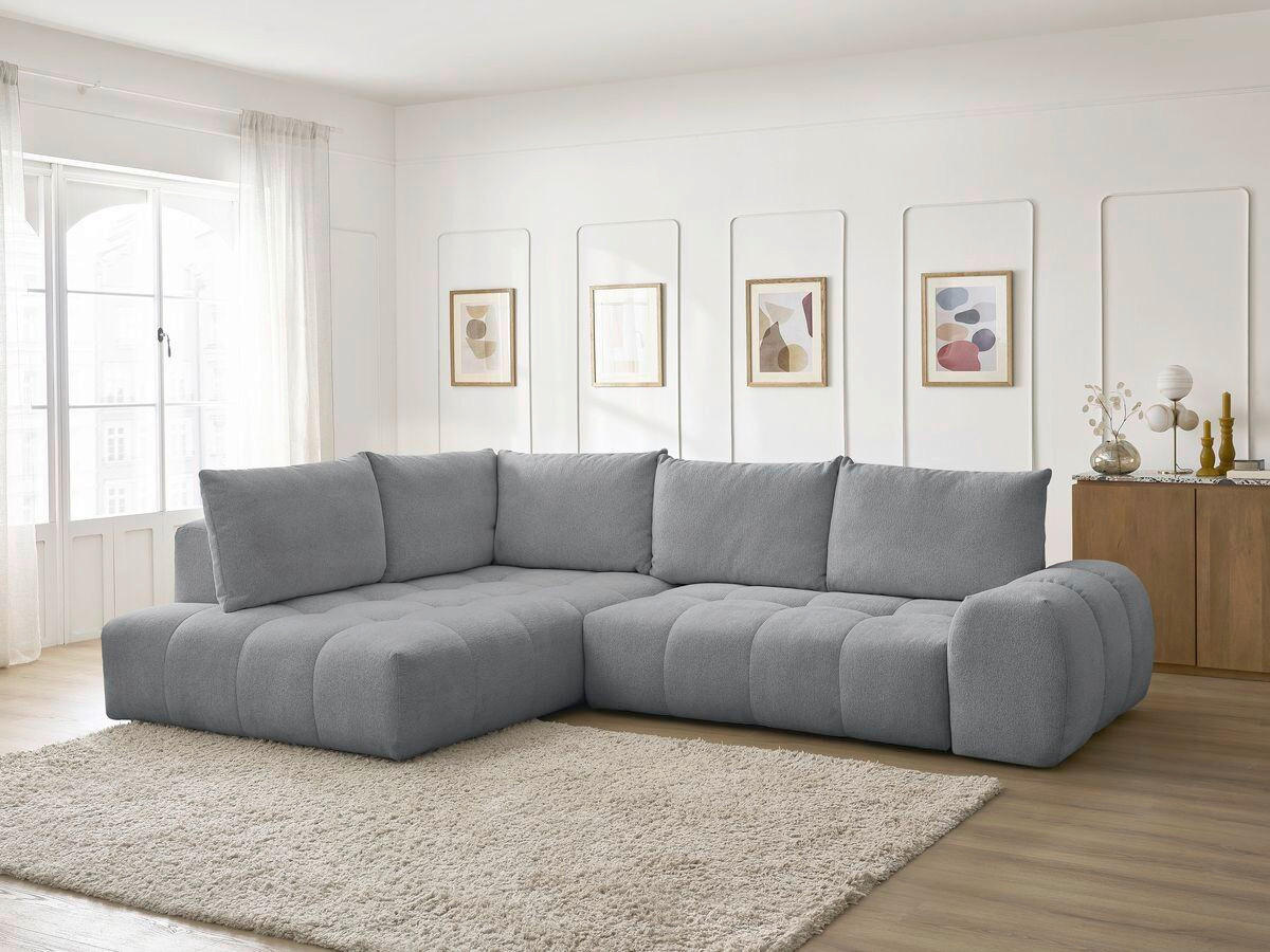 ECKSCHLAFSOFA EVEREST  mit Rücken echt, Armteil links, Armteil rechts Flachgewebe Dunkelgrau  - Dunkelgrau/Schwarz, MODERN, Kunststoff/Textil (320/212cm)