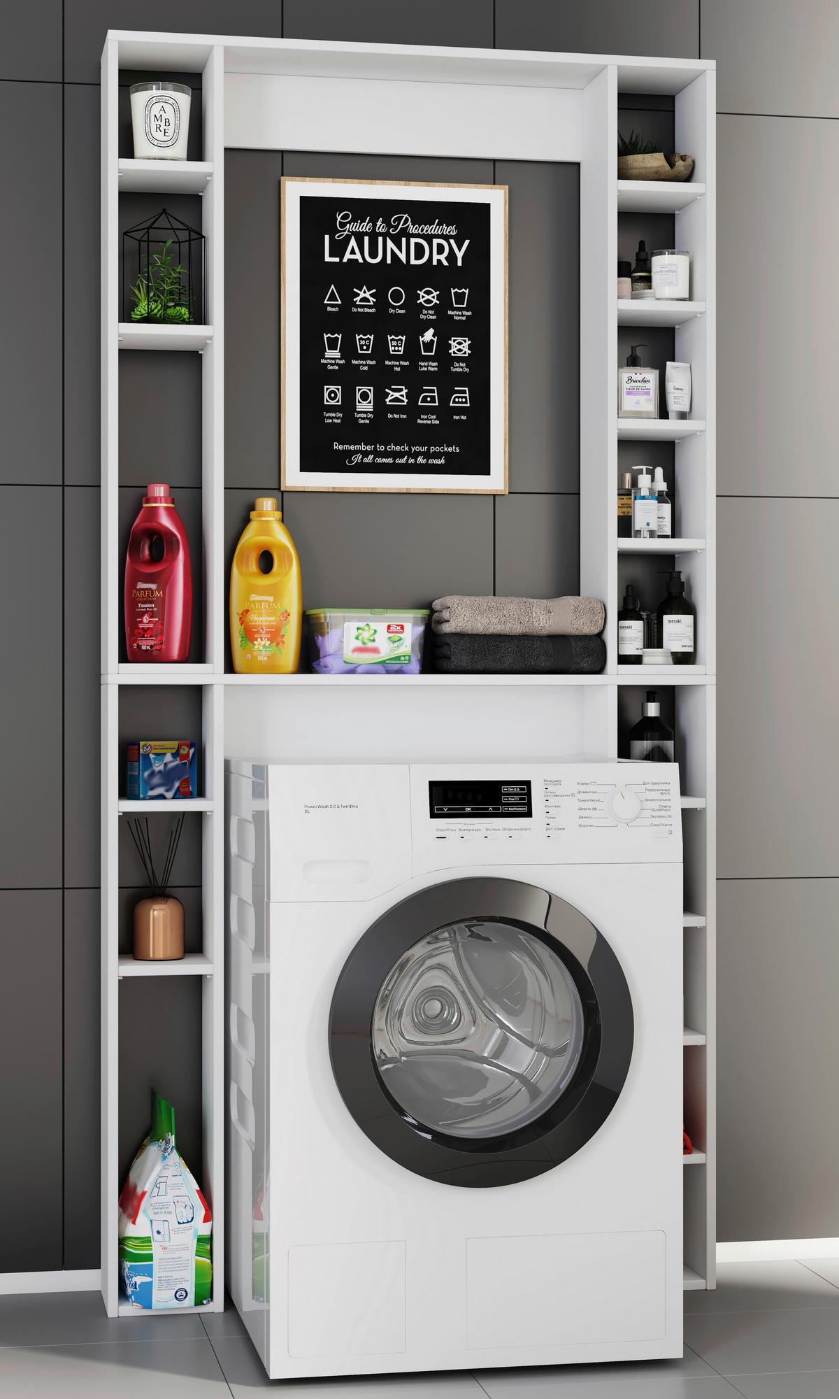 WASCHMASCHINENSCHRANK 98/199,5/18 cm  in Weiss  - Weiss, Modern, Holzwerkstoff (98/199,5/18cm) - MID.YOU