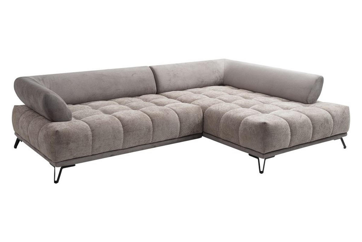 HÖRNSOFFA i chenille taupe  - svart/taupe, Modern, metall/textil (262/184cm) - MID.YOU