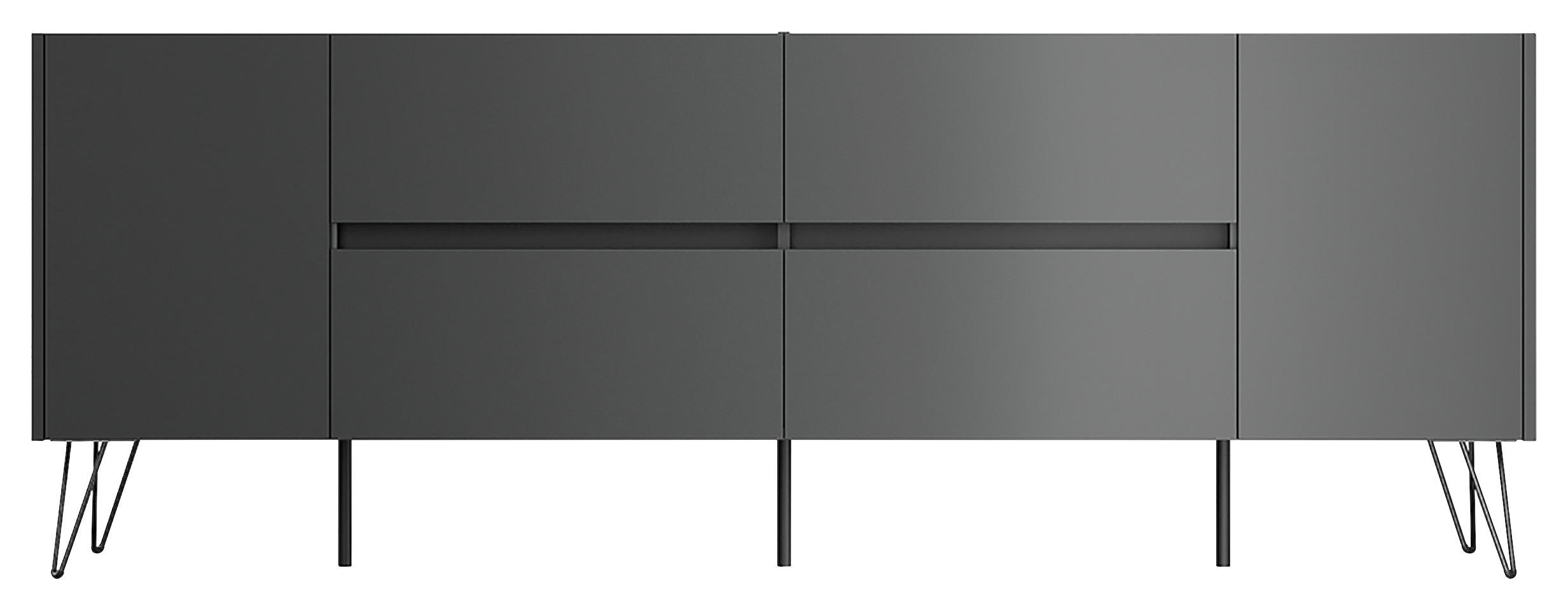 SIDEBOARD Posseik Industrial 199/75,8/42 cm 4 Schublade(n)  - Graphitfarben/Schwarz, Design, Holzwerkstoff/Metall (199/75,8/42cm) - MID.YOU