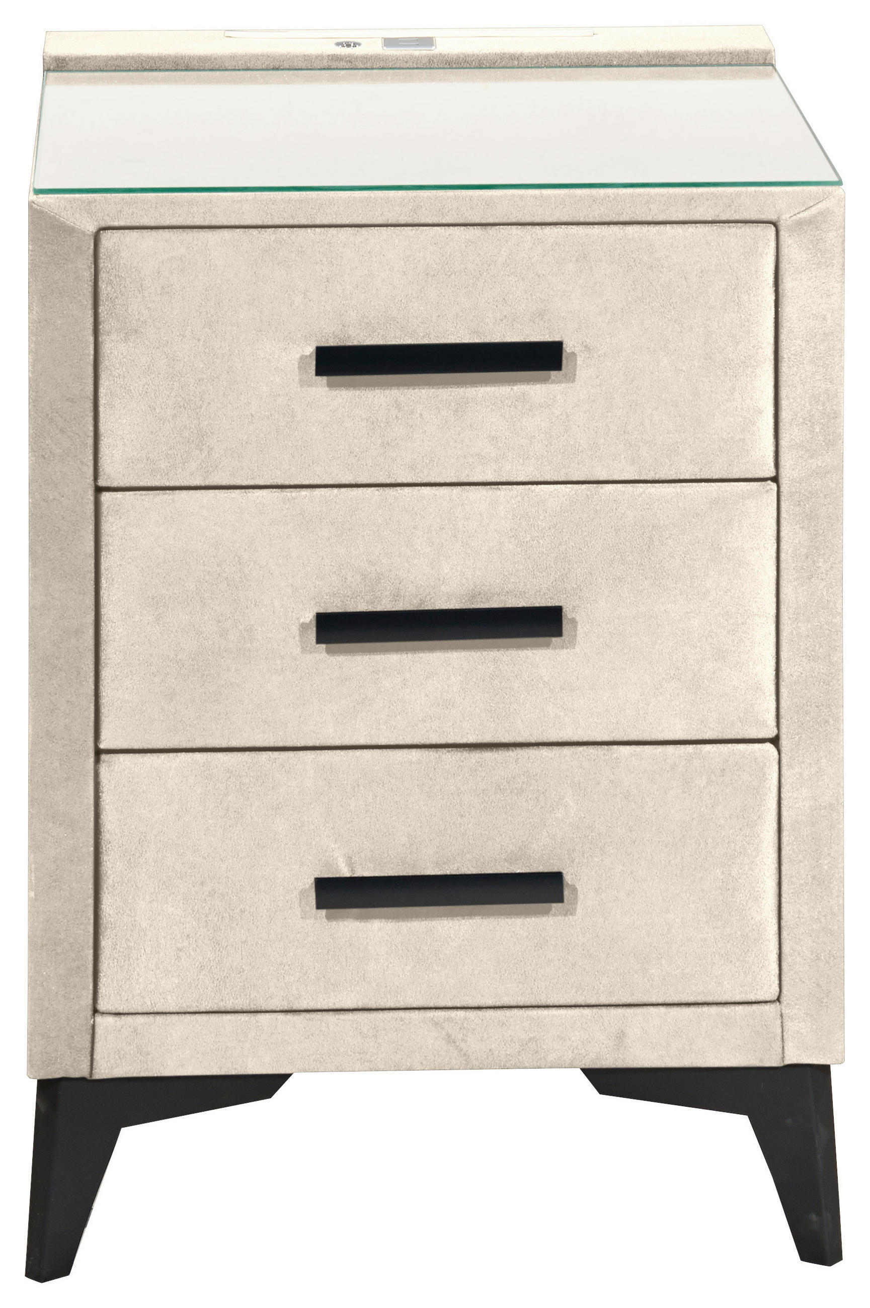 NACHTKÄSTCHEN 47/70/51 cm  in Creme  - Creme/Schwarz, Konventionell, Glas/Kunststoff (47/70/51cm) - Boxxx