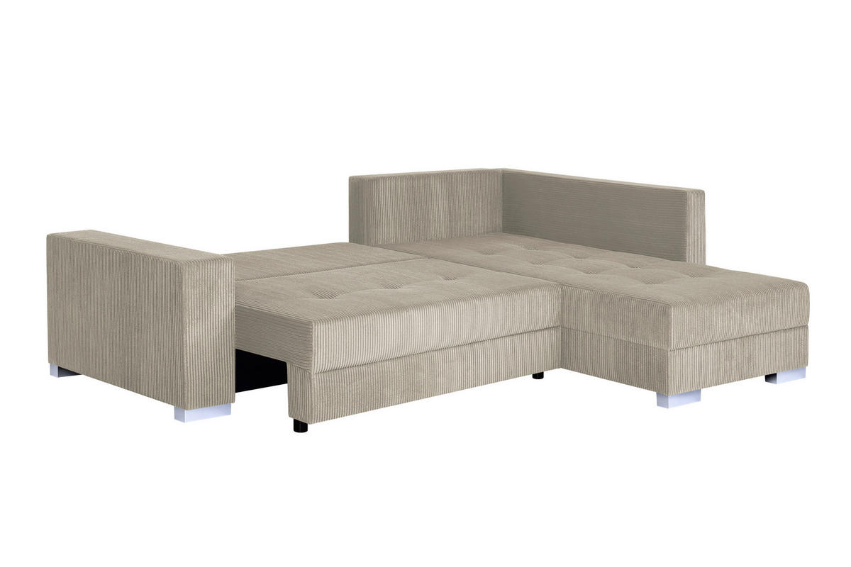 ECKSOFA Creme Cord  - Chromfarben/Dunkelgrau, Design, Kunststoff/Textil (260/218cm) - P & B