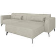 ECKSOFA  in Chenille Naturfarben Rückenkissen  300/190 cm  - Hellbraun/Schwarz, MODERN, Textil/Metall (300/190cm) - Carryhome