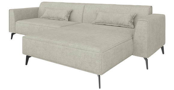 ECKSOFA  in Chenille Naturfarben Rückenkissen  300/190 cm  - Hellbraun/Schwarz, MODERN, Textil/Metall (300/190cm) - Carryhome