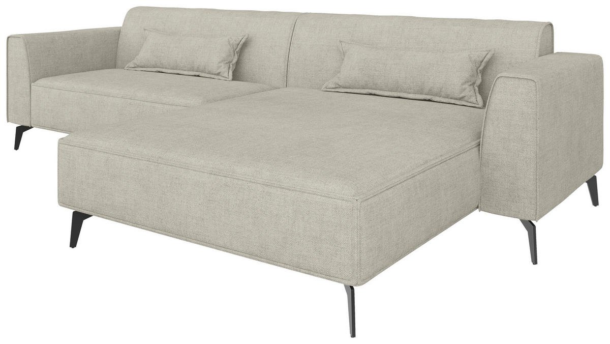 ECKSOFA  in Chenille Naturfarben  300/190 cm  - Hellbraun/Schwarz, MODERN, Textil/Metall (300/190cm) - Carryhome