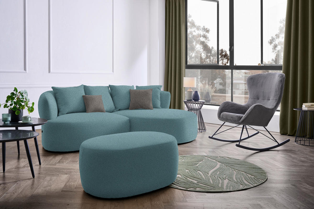 ECKSOFA in Plüsch Petrol  235/166 cm  - Petrol/Schwarz, MODERN, Kunststoff/Textil (235/166cm) - Hom`in