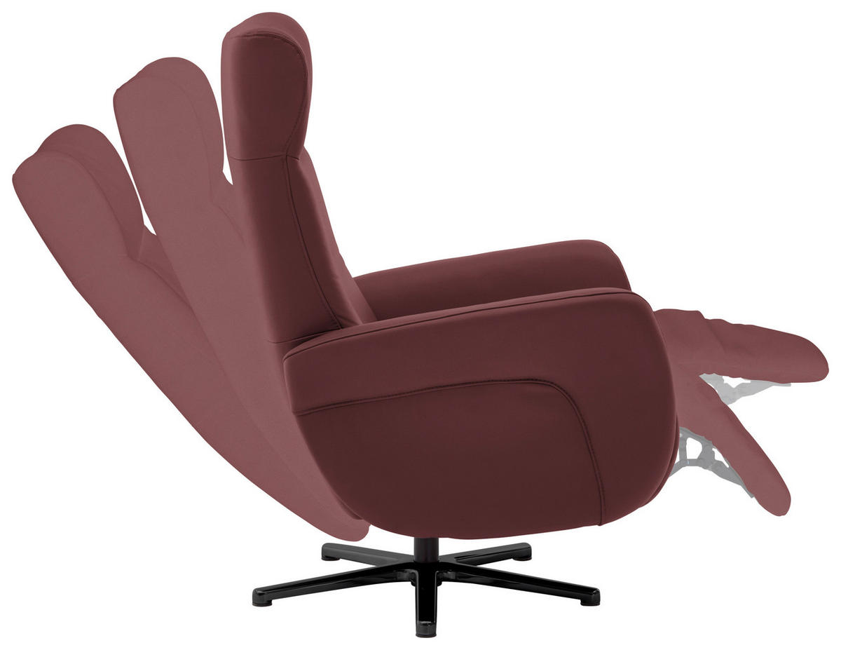 RELAXSESSEL in Leder Beere  - Beere/Schwarz, Design, Leder/Metall (76/112/83cm) - Beldomo Speed