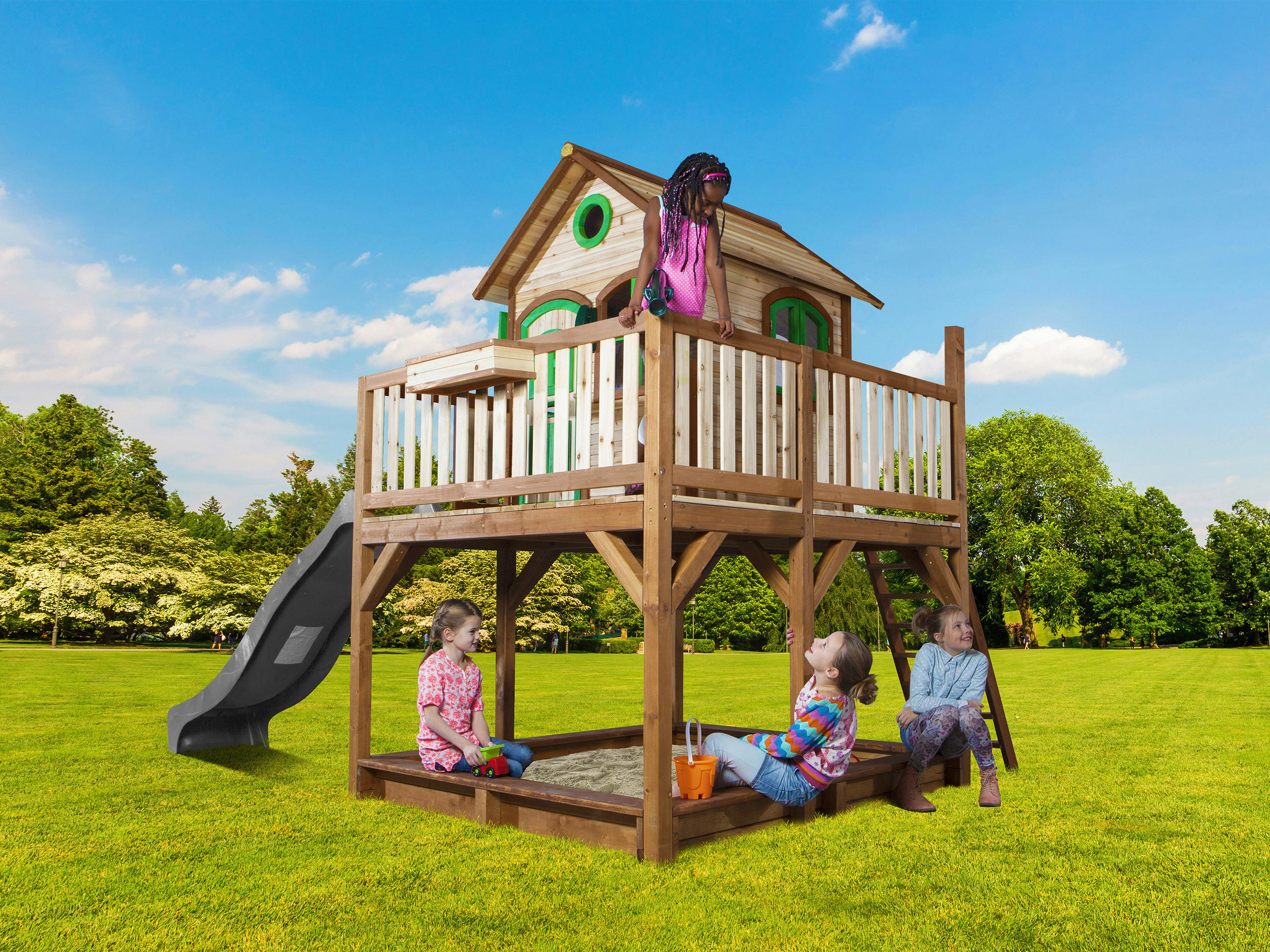 SPIELTURM  - Braun/Grau, KONVENTIONELL, Holz (377/291/255cm) - Ambia Garden