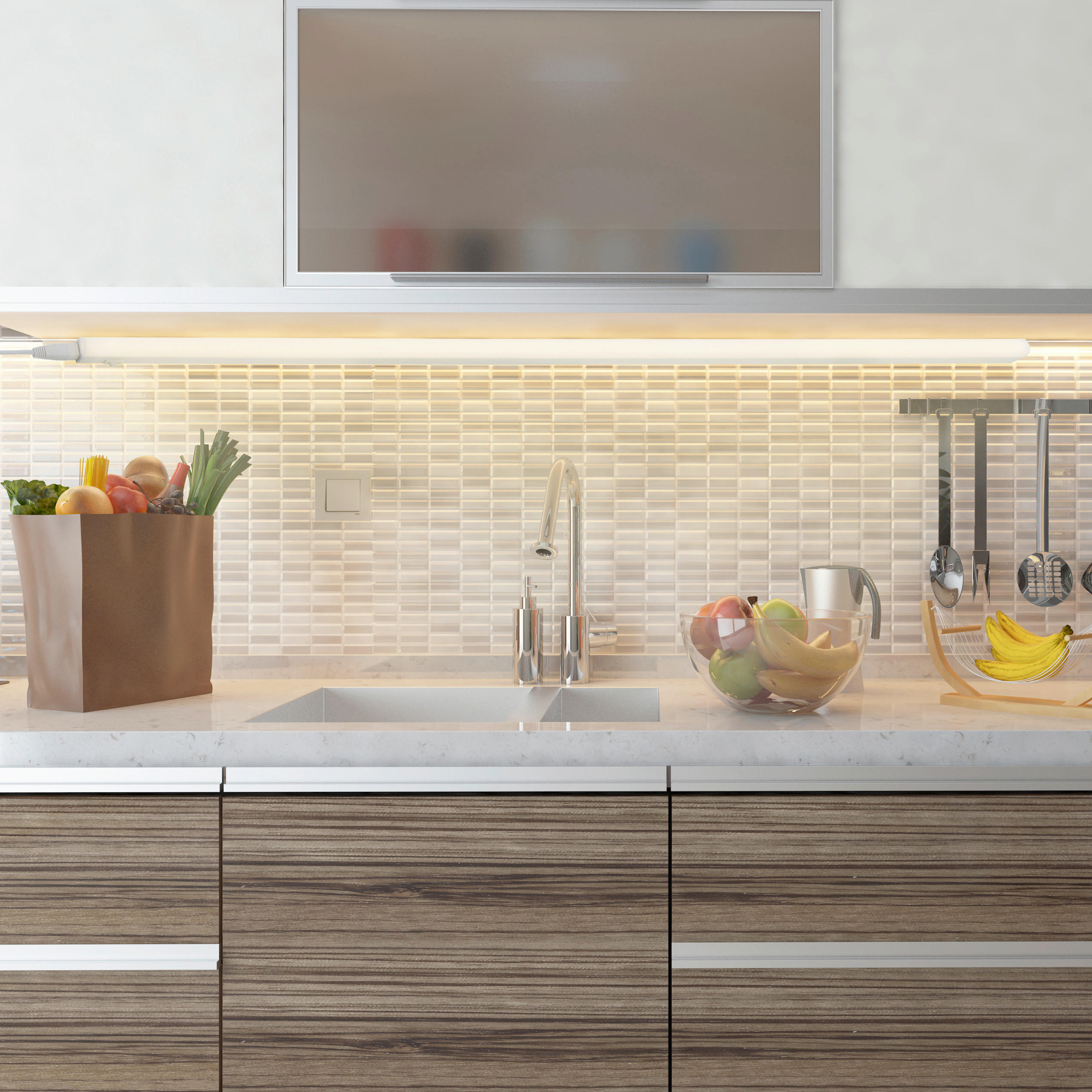 UNTERBAULEUCHTE 118,7/3/2,2 cm   - Weiß, KONVENTIONELL, Kunststoff (118,7/3/2,2cm)