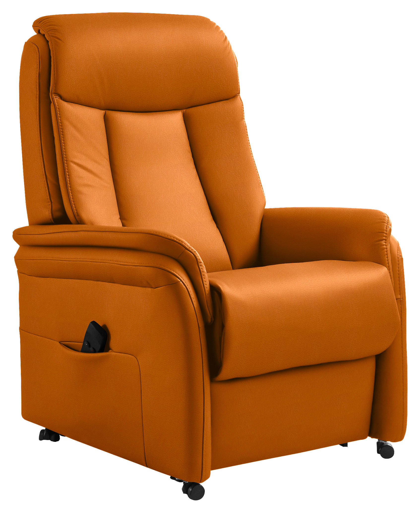 FERNSEHSESSEL in Orange  - Schwarz/Orange, Konventionell, Leder/Kunststoff (74/107/84cm) - Valdera