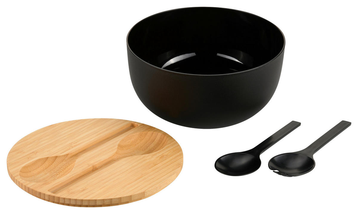 SKLEDA ZA SOLATO   les, umetna masa   24/13 cm       - črna/naravne barve, Basics, umetna masa/les (24/13cm) - Kesper