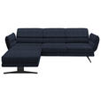 ECKSOFA Dunkelblau Flachgewebe  - Schwarz/Dunkelblau, Design, Textil/Metall (176-217/279-327cm) - Dieter Knoll