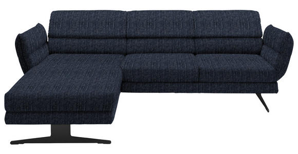 ECKSOFA Dunkelblau Flachgewebe  - Schwarz/Dunkelblau, Design, Textil/Metall (176-217/279-327cm) - Dieter Knoll