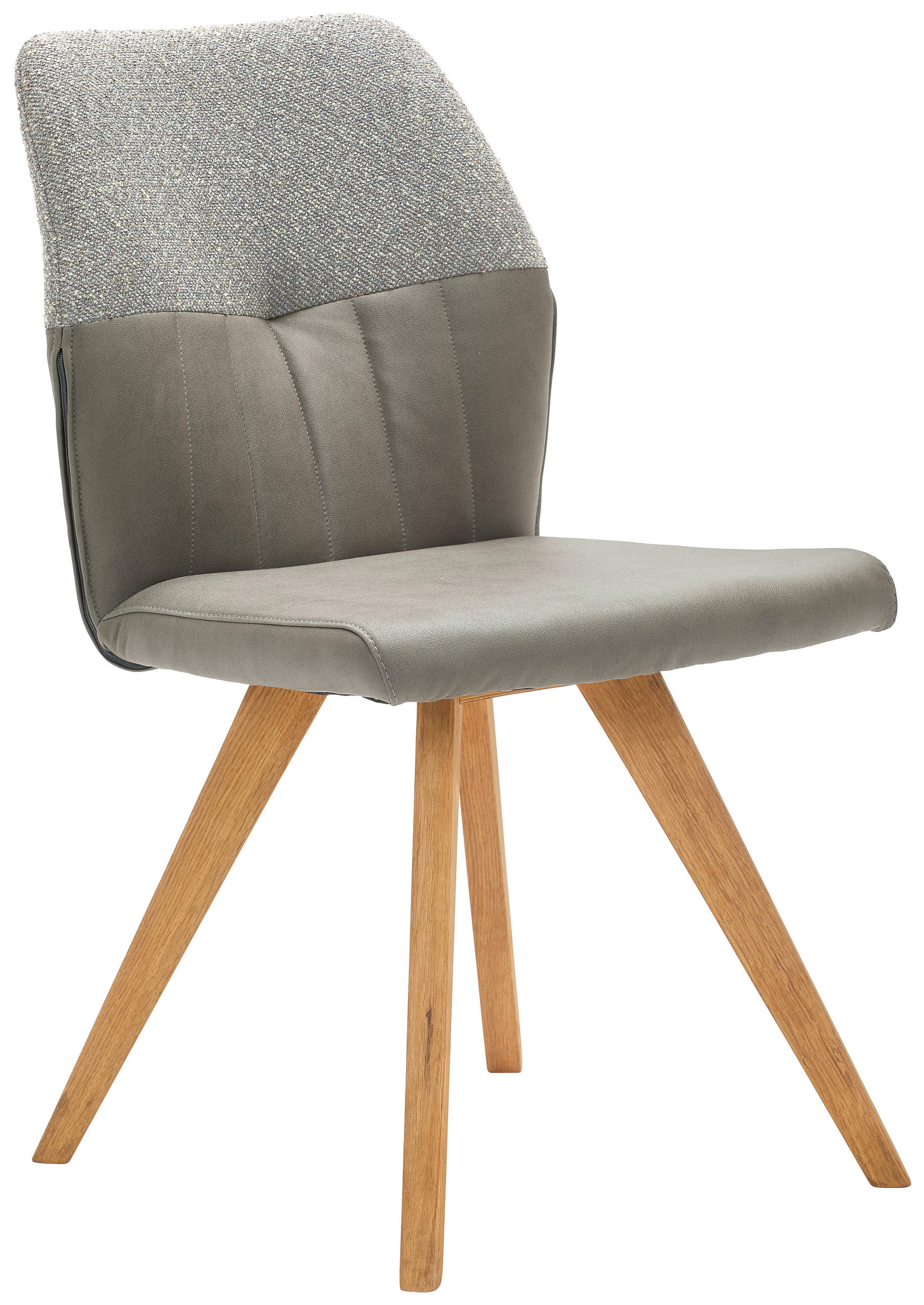 STUHL  in Lederlook, Webstoff Textil  - Wildeiche/Grau, KONVENTIONELL, Holz/Textil (49,5/87/62,5cm) - Valdera