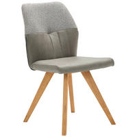 STUHL  in Lederlook, Webstoff  - Wildeiche/Grau, Konventionell, Holz/Textil (49,5/87/62,5cm) - Valdera