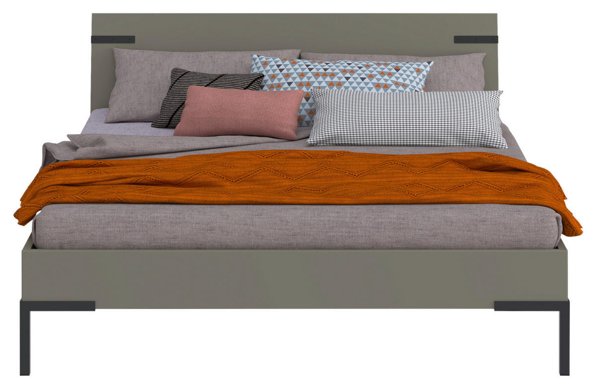 BETT 160/200 cm  in Grau, Grün  - Schwarz/Grau, Design, Holzwerkstoff/Metall (160/200cm) - Xora