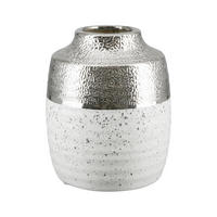 VASE  - Weiss/Silberfarben, Basics, Keramik (12/12/15cm)