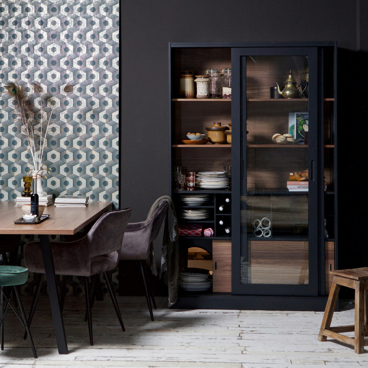 ARMLEHNSTUHL-SET 2 Stück  in Eisen Samt  - Schwarz, MODERN, Textil/Metall (60/80/57cm) - Livetastic