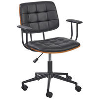 DREHSTUHL Lederlook Schwarz, Walnussfarben  - Walnussfarben/Schwarz, MODERN, Holz/Kunststoff (65/79-86,5/59cm) - Livetastic