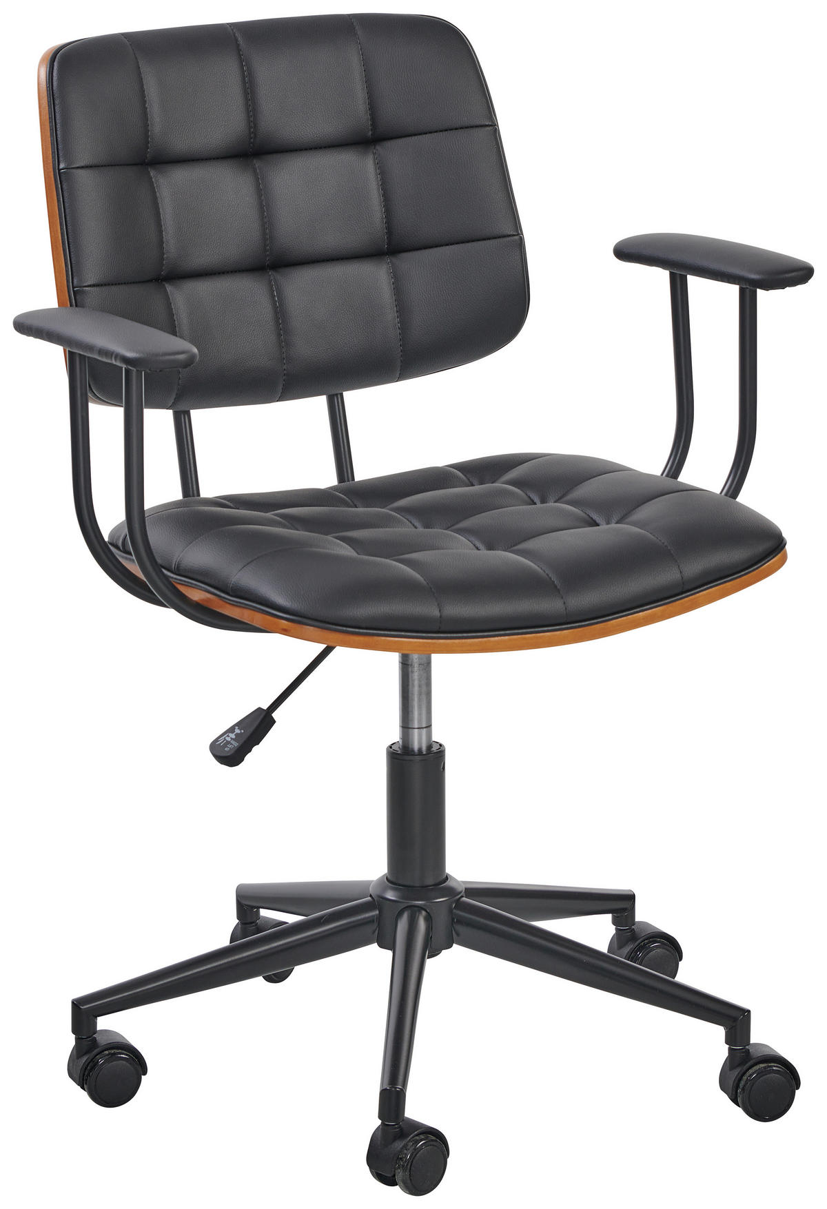 DREHSTUHL Lederlook Schwarz, Walnussfarben  - Walnussfarben/Schwarz, MODERN, Holz/Kunststoff (65/79-86,5/59cm) - Livetastic