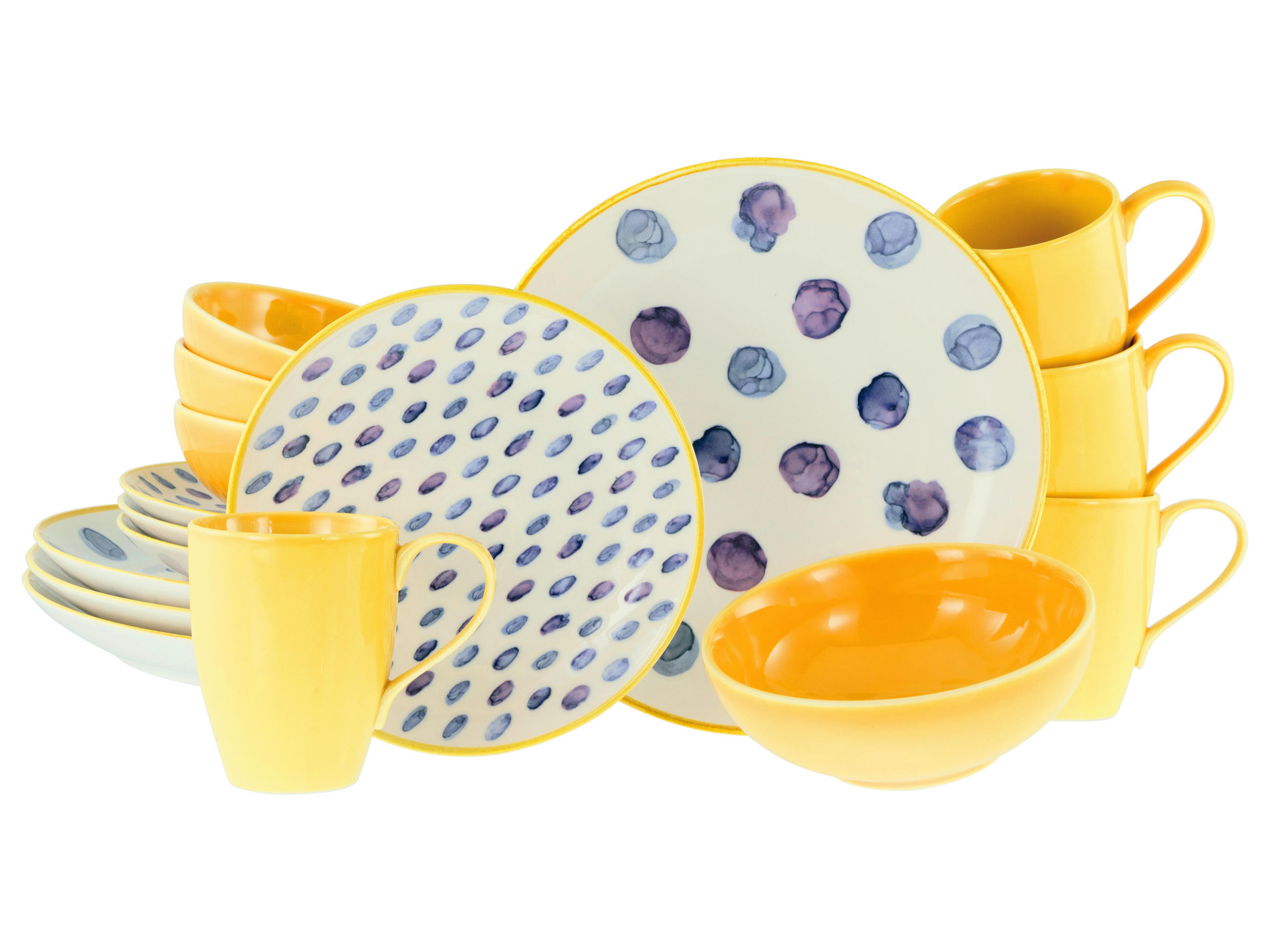 KOMPLETT SERVIS Maisie 16 delar  - vit/blå, Basics, keramik - Creatable