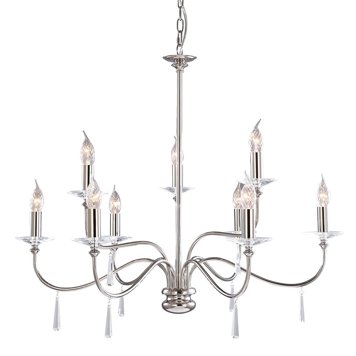 KRONLEUCHTER 82/83 cm    - Nickelfarben, Konventionell, Glas/Metall (82/83cm) - Elstead Lighting