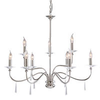 KRONLEUCHTER 82/83 cm   - Nickelfarben, KONVENTIONELL, Glas/Metall (82/83cm) - Elstead Lighting