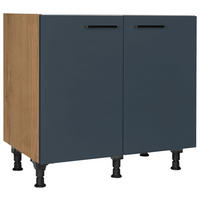 SPÜLENUNTERSCHRANK 90/87/56 cm  in Blau, Eichefarben  - Blau/Eichefarben, MODERN, Holzwerkstoff/Metall (90/87/56cm) - Nobilia