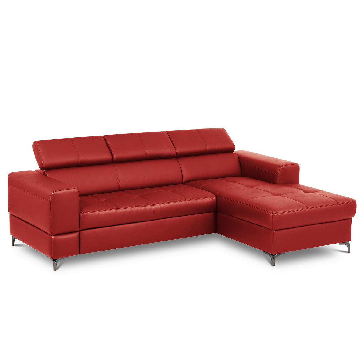ECKSOFA  in Lederlook Echtleder Rot  - Rot/Schwarz, Design, Leder/Textil (247/173cm) - Livetastic