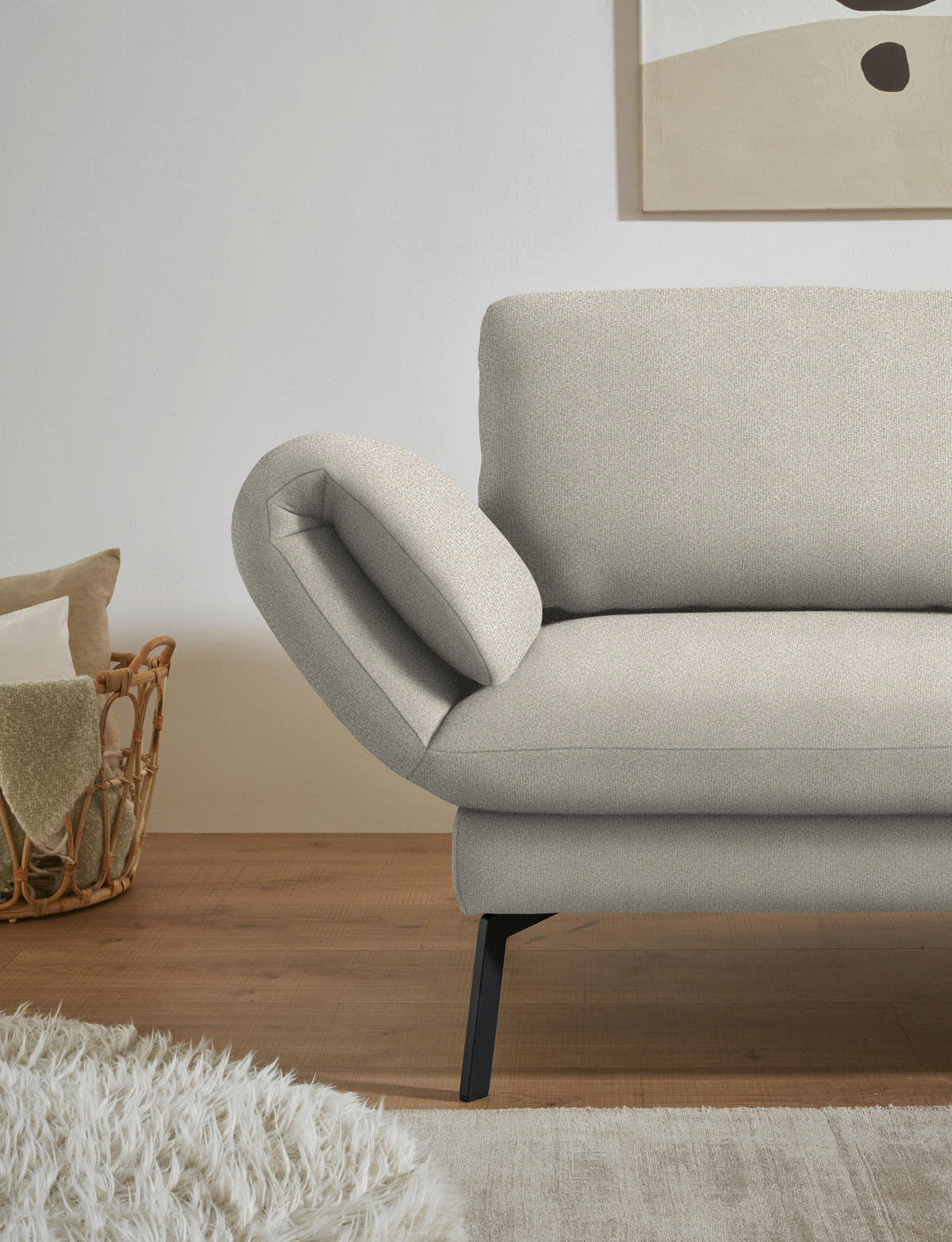 ECKSOFA  in Flachgewebe Naturfarben  255-365/175-224 cm  - Schwarz/Naturfarben, Design, Textil/Metall (255-365/175-224cm) - Dieter Knoll