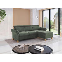 ECKSOFA GLENDALE E Dunkelgrün Flachgewebe  - Dunkelgrün/Eichefarben, KONVENTIONELL, Holz/Textil (253/166cm) - Sit & More