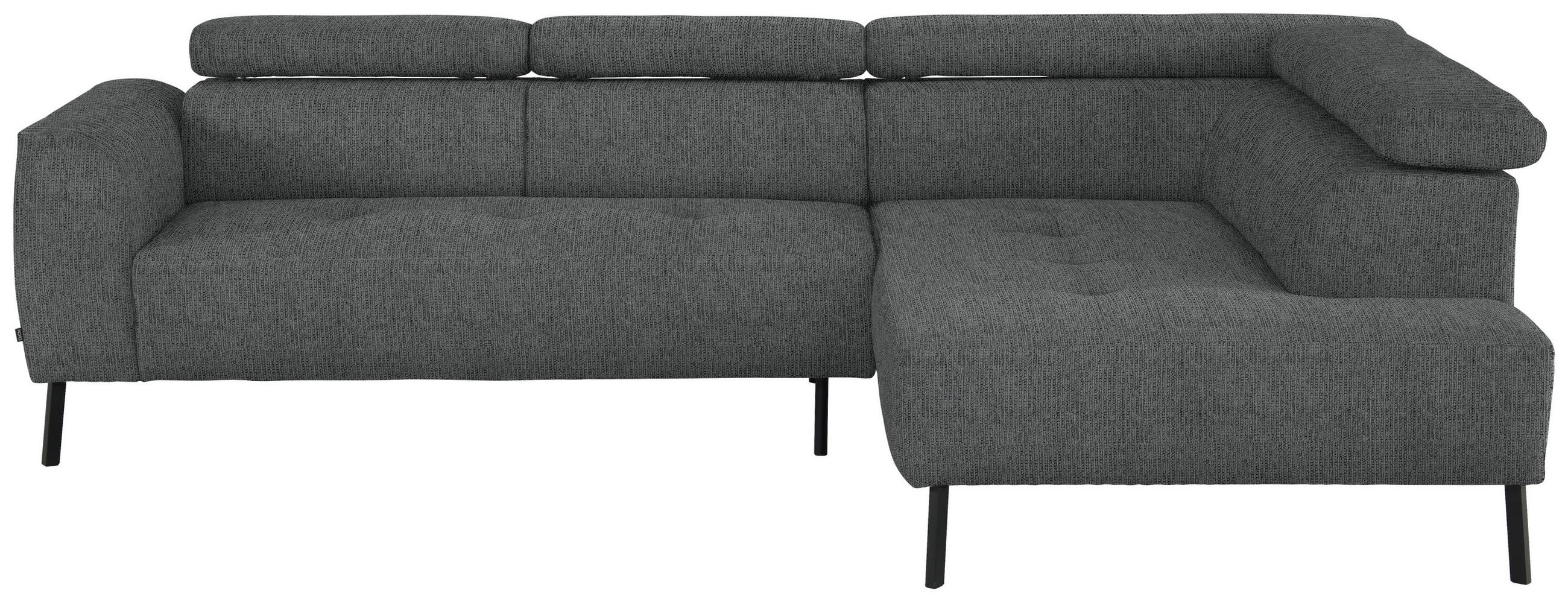 ECKSOFA in Webstoff Dunkelgrau  - Dunkelgrau/Schwarz, Design, Textil/Metall (280/205cm) - MID.YOU