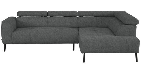 ECKSOFA in Webstoff Dunkelgrau 280/205 cm - Dunkelgrau/Schwarz, Design, Textil/Metall (280/205cm) - Xora